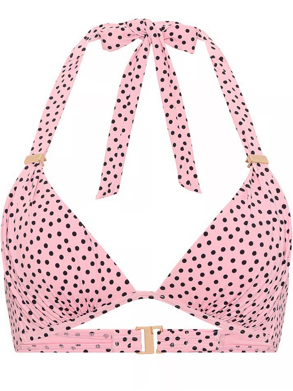 Victoria's Secret Pink and Black Polka Dot Halter Bikini Top